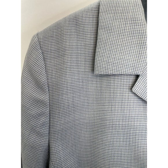 Pendleton Coat Blazer Wool Houndstooth Old Money Pockets Blue White Womens 14 - Picture 4 of 11